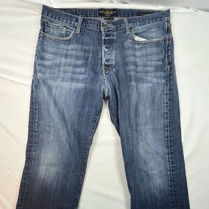 Lucky Brand 221 Straight Jeans Mens 38x30 Blue Denim Medium Wash Cotton Stretch
